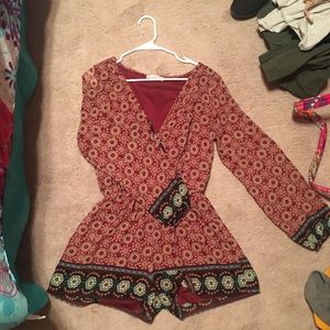 Long Sleeve Patterned Romper